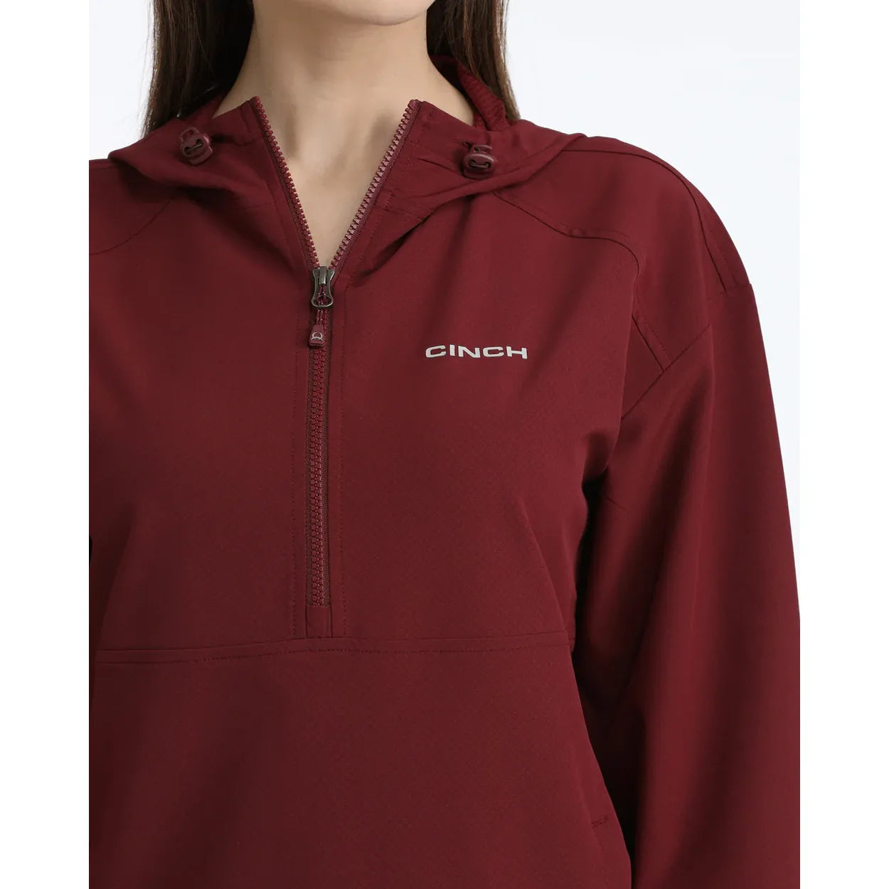 Cinch Ladies Bomber Jacket, 1/2 Zip, Burgandy, MAK9813001