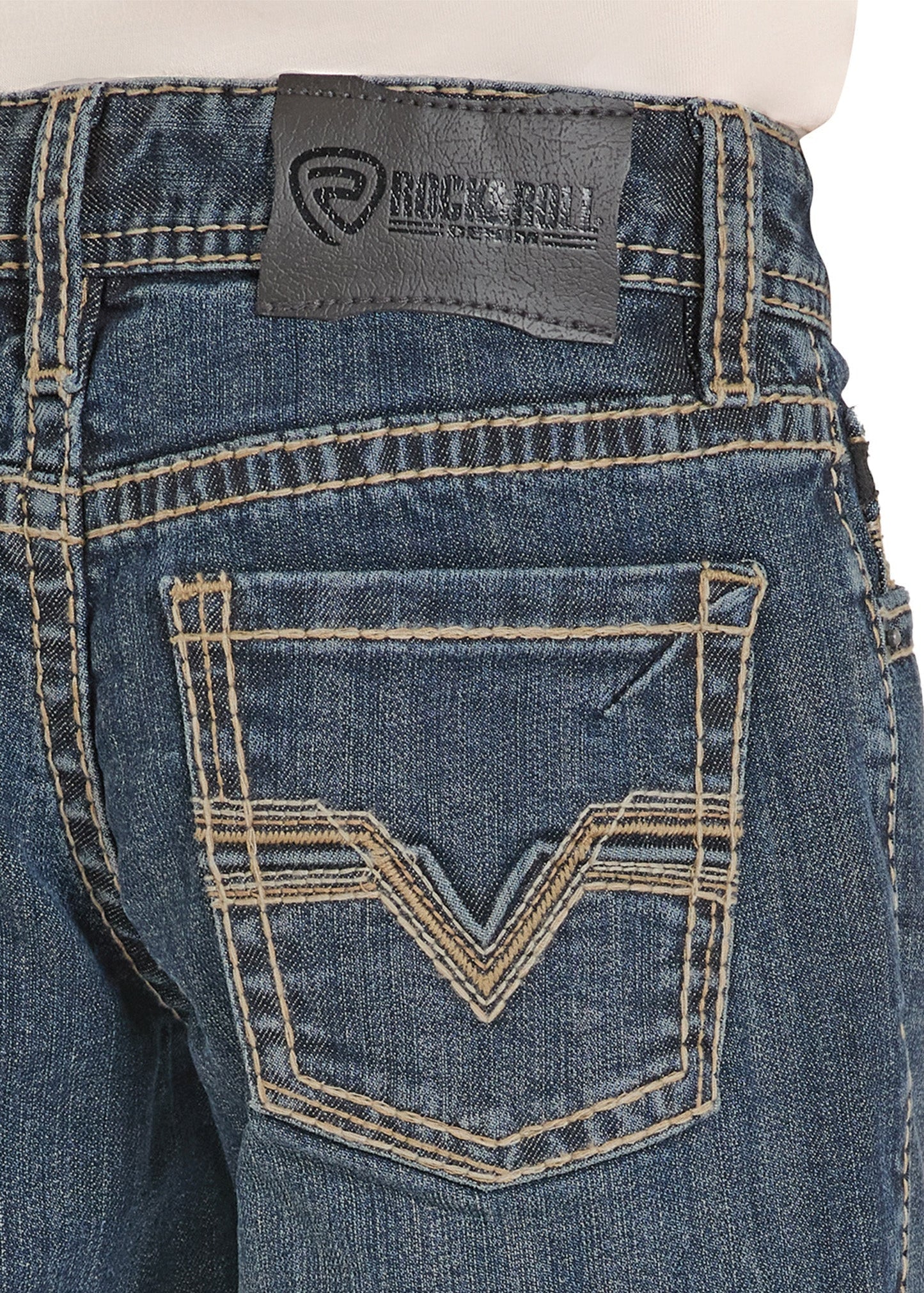 ROCK & ROLL Boy’s Jean - BB GUN, Regular Fit, BOOTCUT, Stitched Pocket, Dark Vintage BB0BD08623