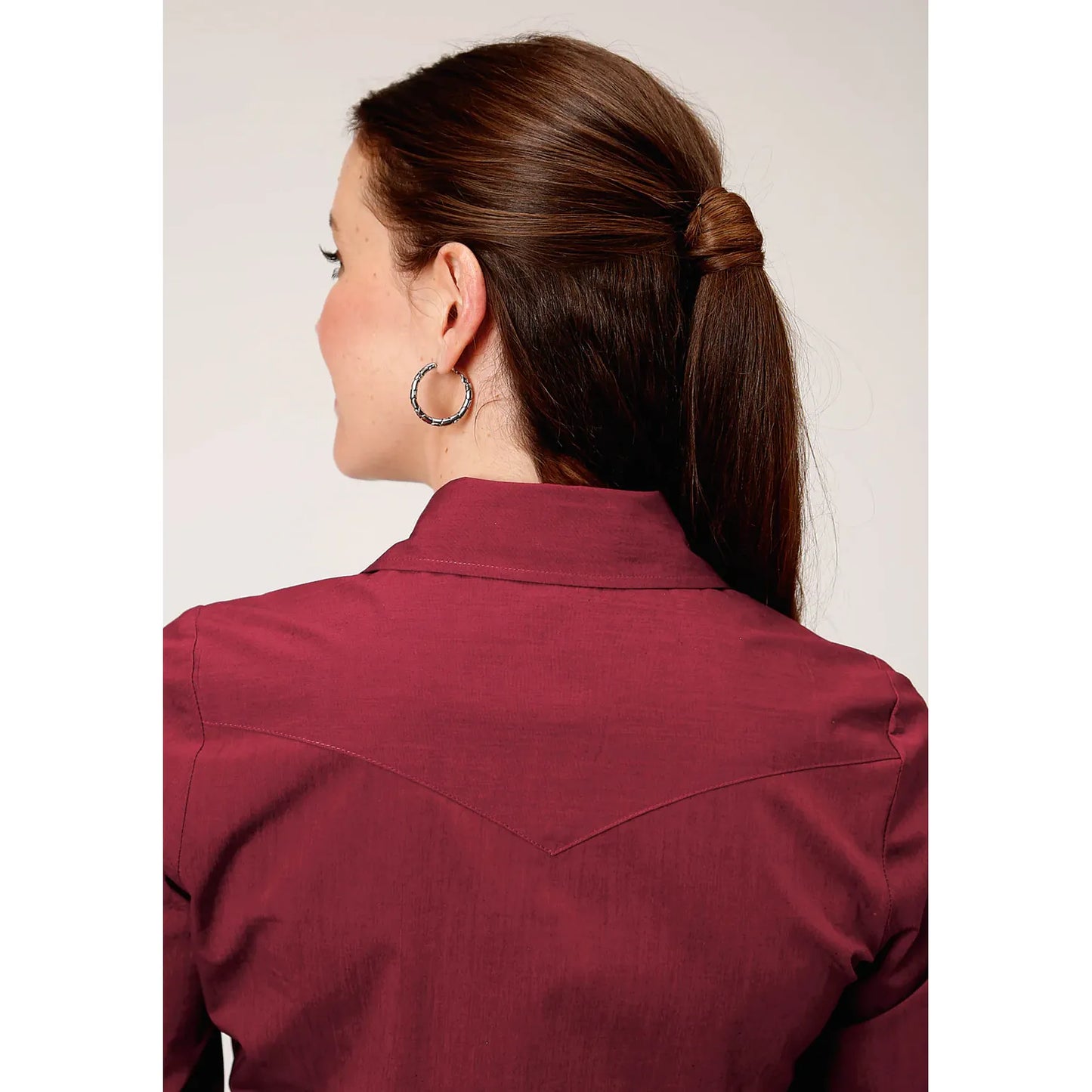 Roper Ladies Solid Red Snap Shirt, V-Neck 3-50-265-2108