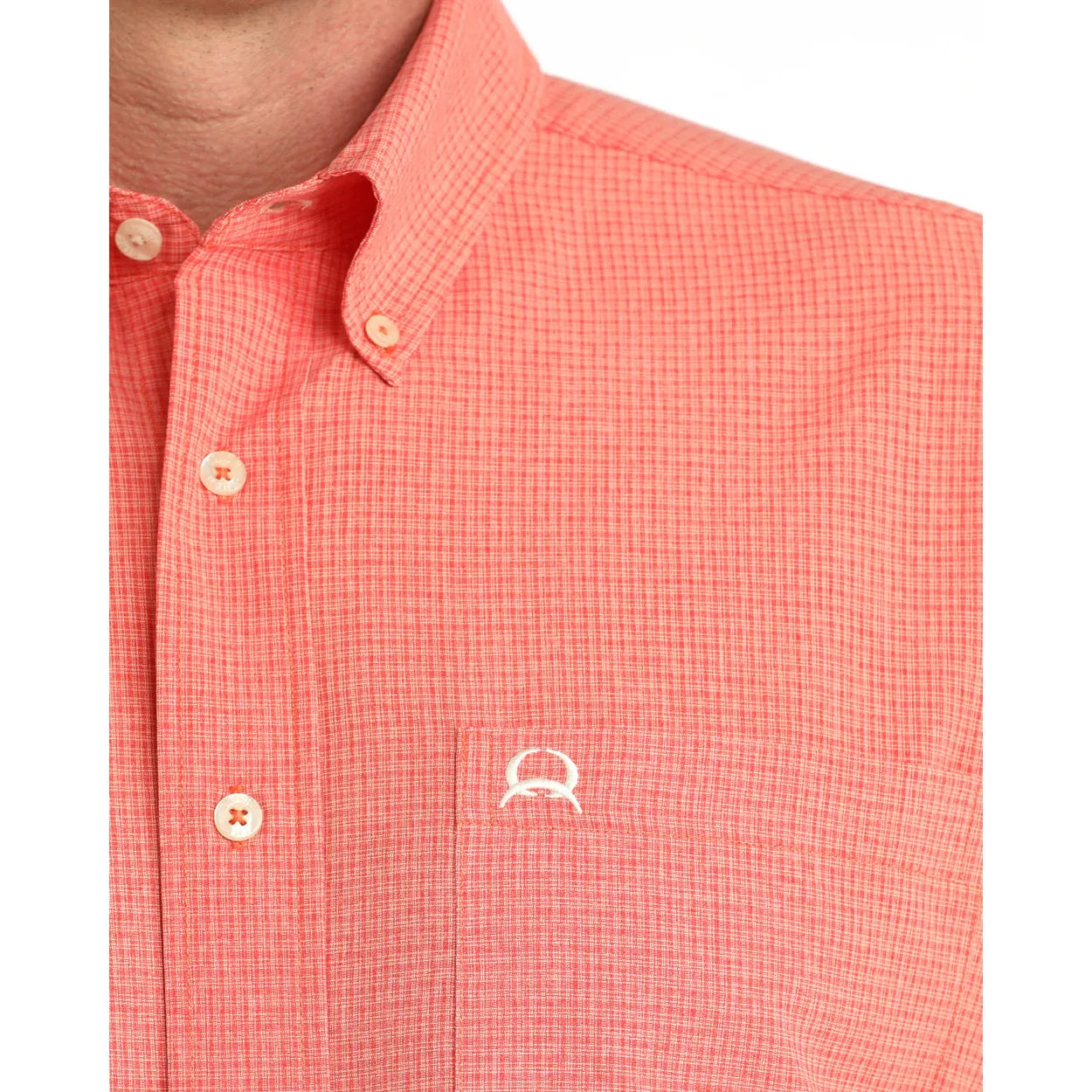 Cinch Men’s Arenaflex Shirt, Short Sleeve- Button Front, Orange MTW1725003