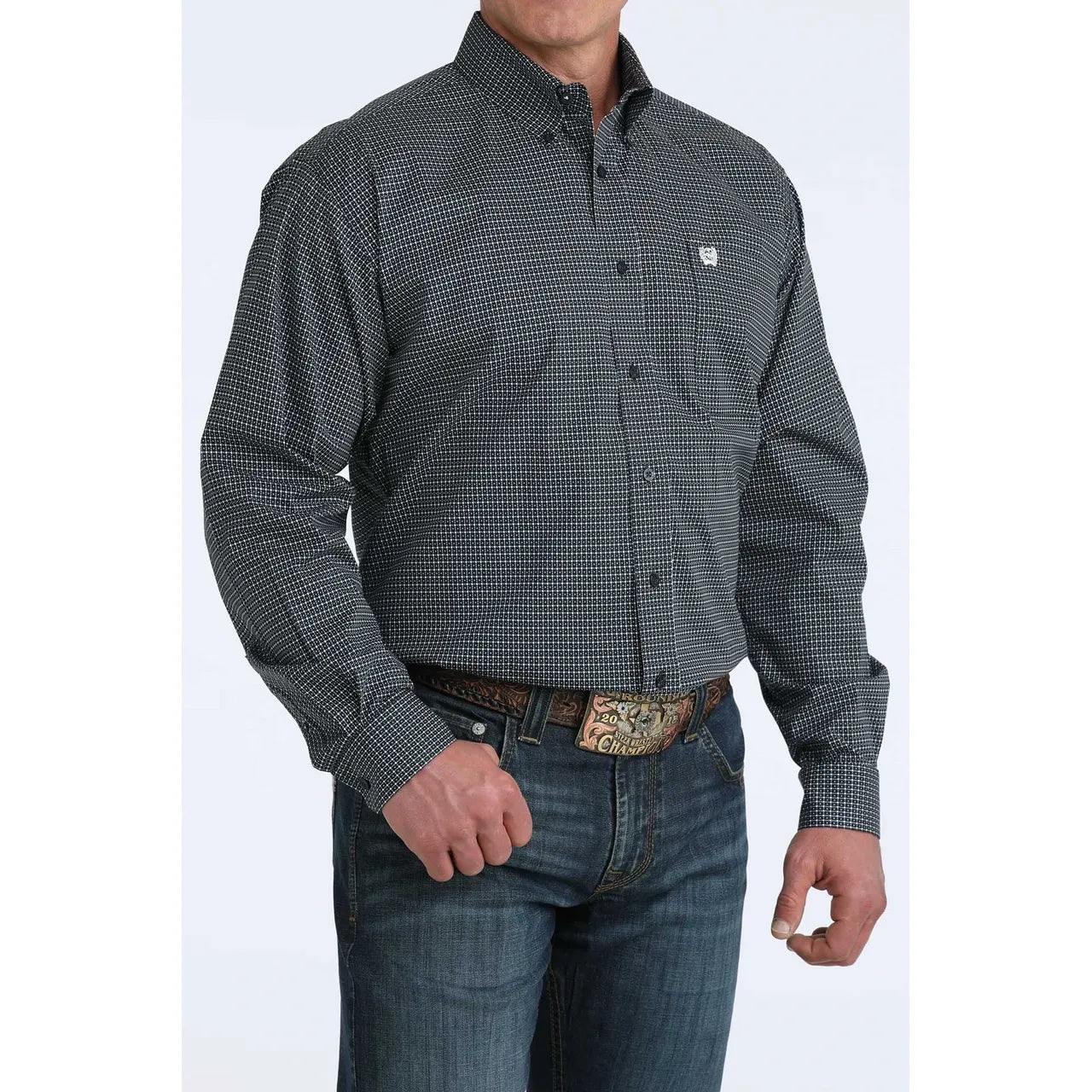 Cinch Men’s Button Down Western Shirt, Blue, Long Sleeve, MTW1106079