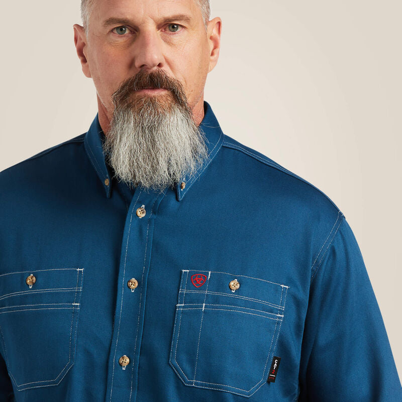 Ariat Mens Navy Fire Resistant, FR, Button Down Shirt | 10025428
