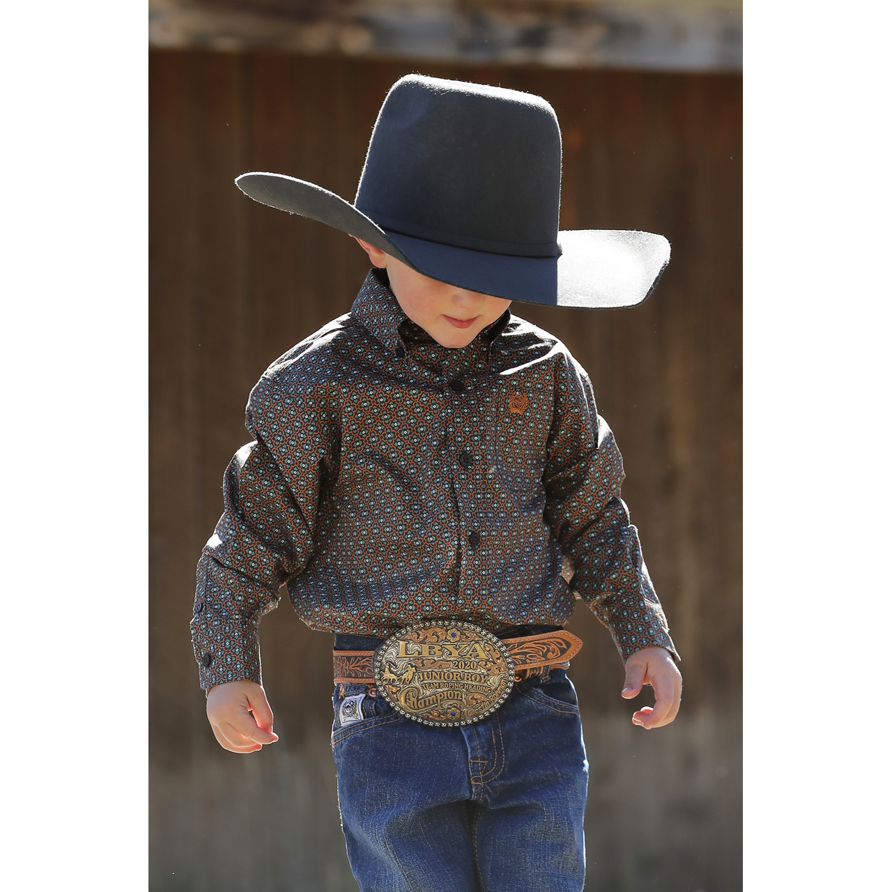 CINCH BROWN GEOMETRIC PRINT - INFANT SHIRT #MTW7062357