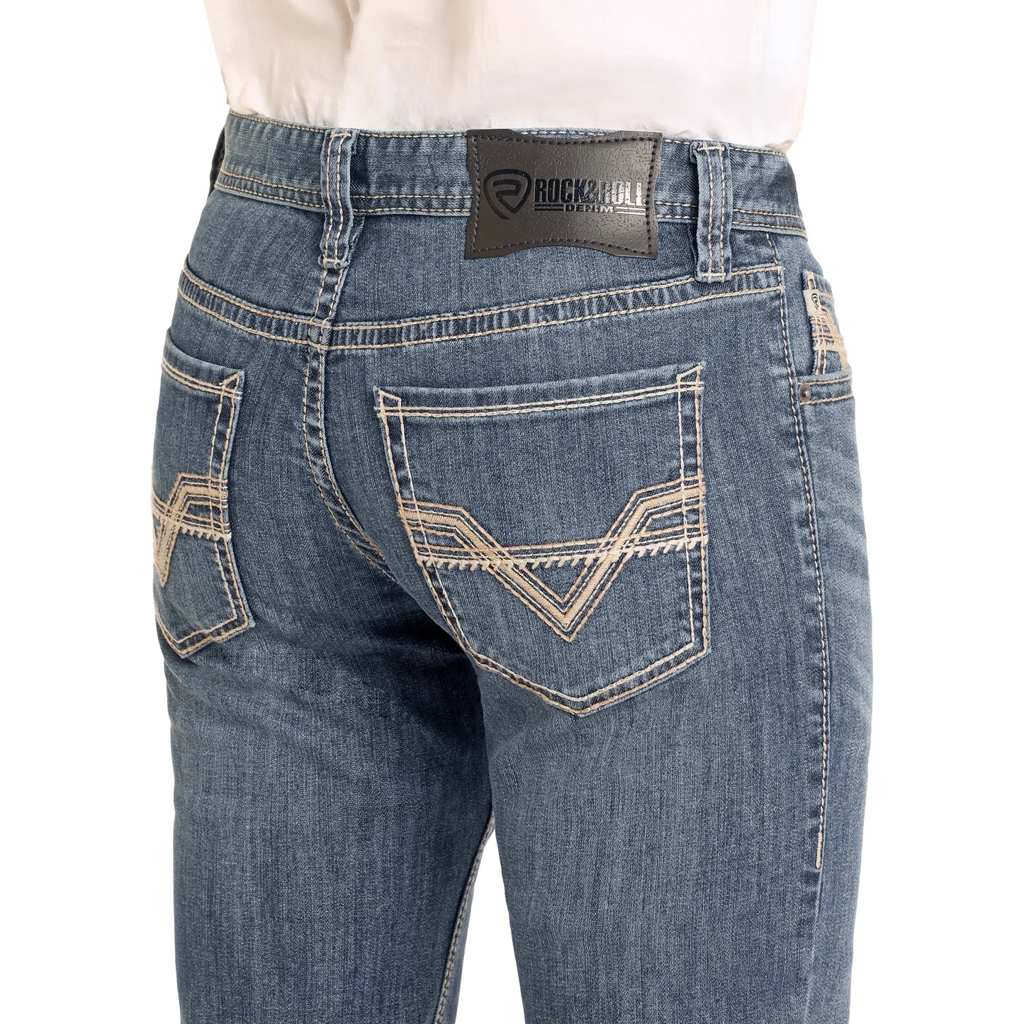 * Rock&Roll Denim SLIM FIT TWO-TONE STITCH STRAIGHT LEG JEANS