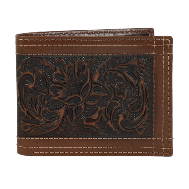 JUSTIN JUSTIN MENS LG BIFOLD WALLET TOOLED W/TRIPLE STITCH 24152138W4