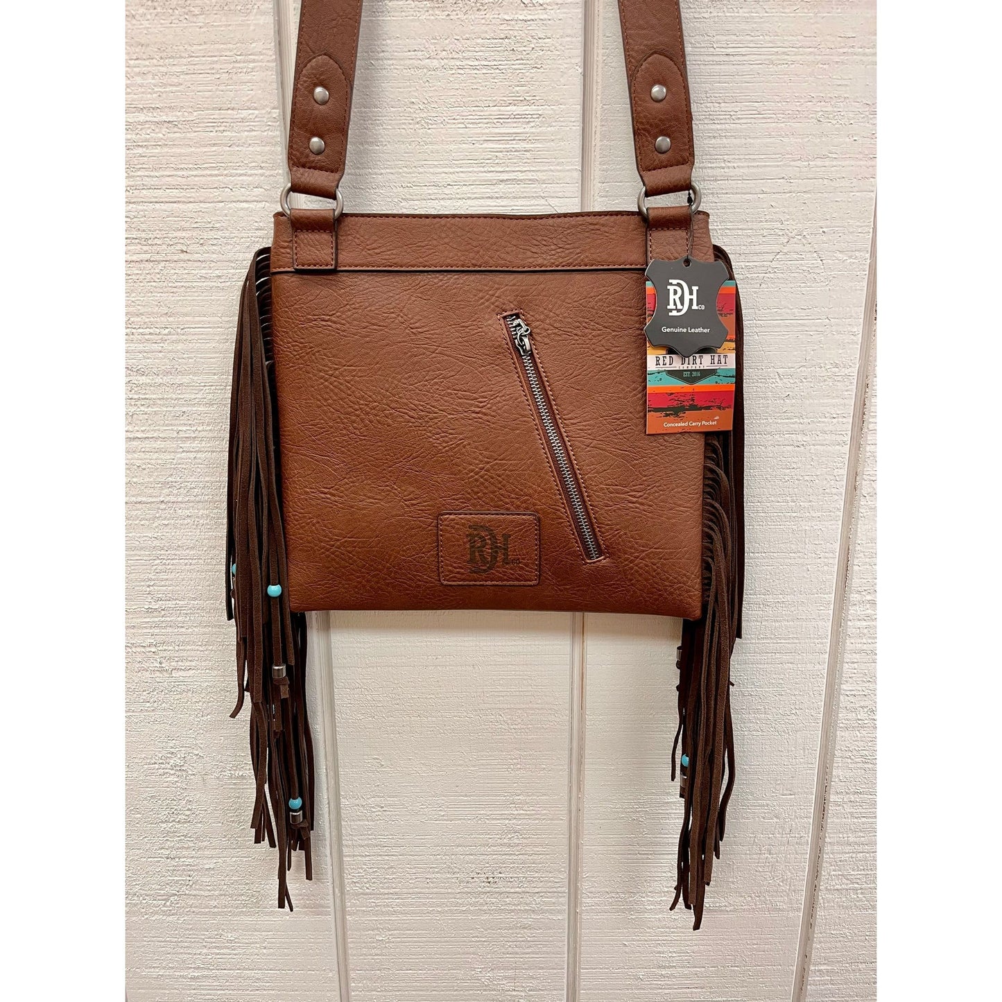 Red Dirt Hat Co Ladies Genuine Leather Rocket Cowgirl W/ Fringe Leather Concealed Carry Crossbody 24120948