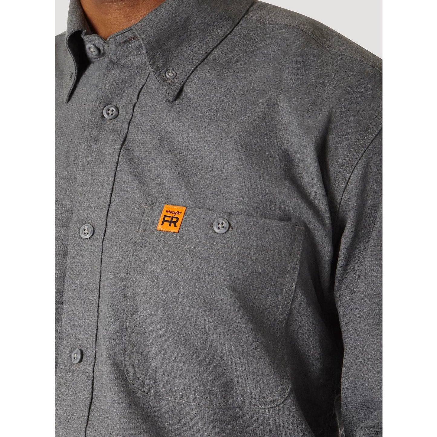 WRANGLER® FR FLAME-RESISTANT RIGGS TWILL SOLID WORK SHIRT grey #FR3W01G