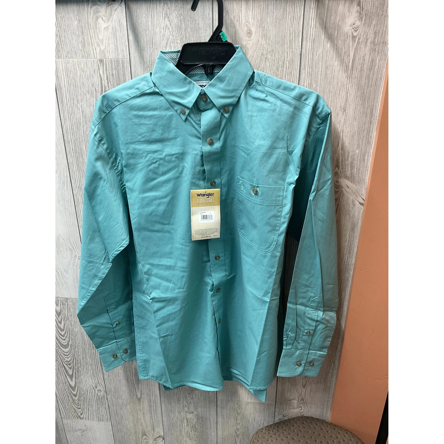 WRANGLER MEN'S GEORGE STRAIT COLLECTION ONE POCKET LONG SLEEVE SHIRT- TURQUOISE 112359998