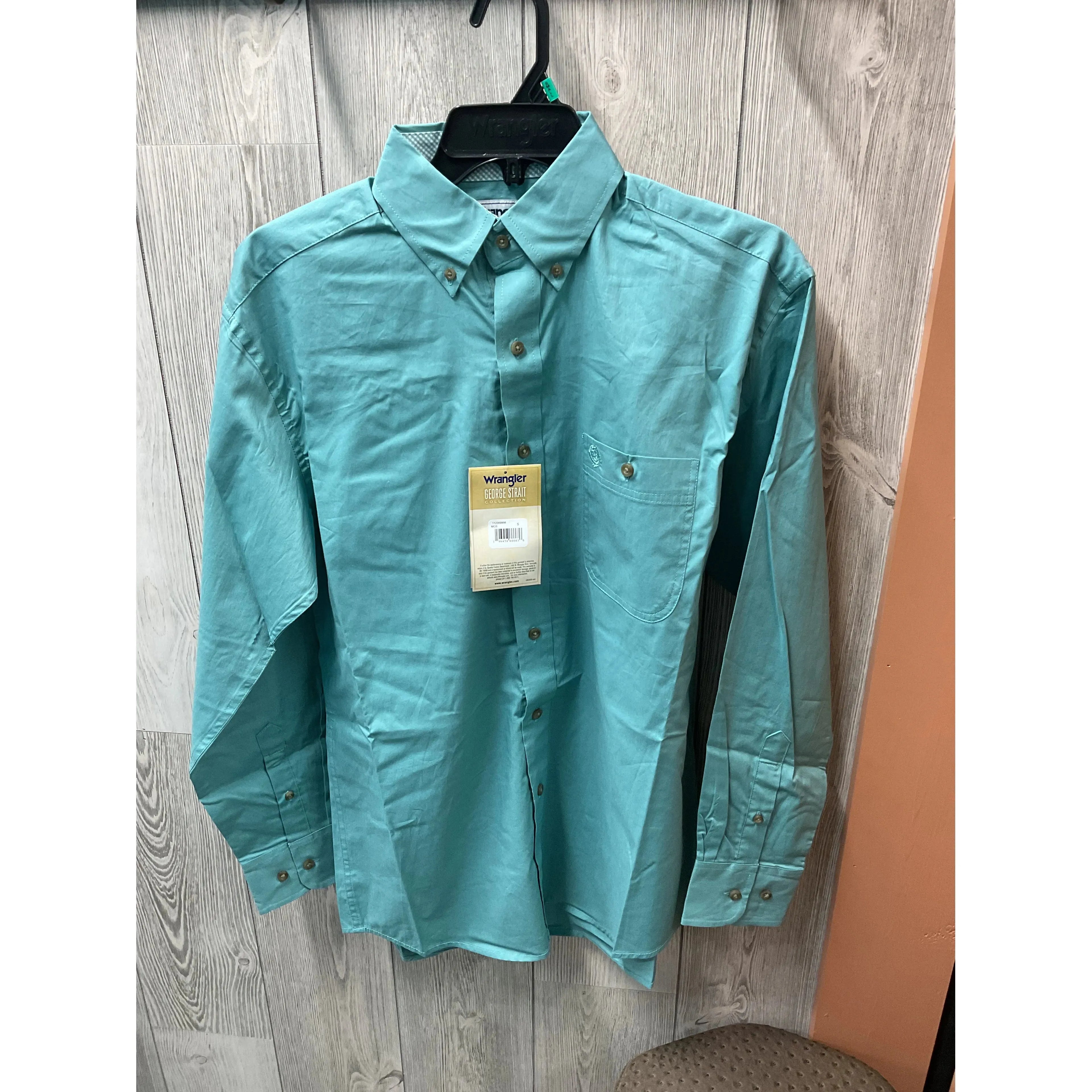 WRANGLER MEN'S GEORGE STRAIT COLLECTION ONE POCKET LONG SLEEVE SHIRT- TURQUOISE 112359998