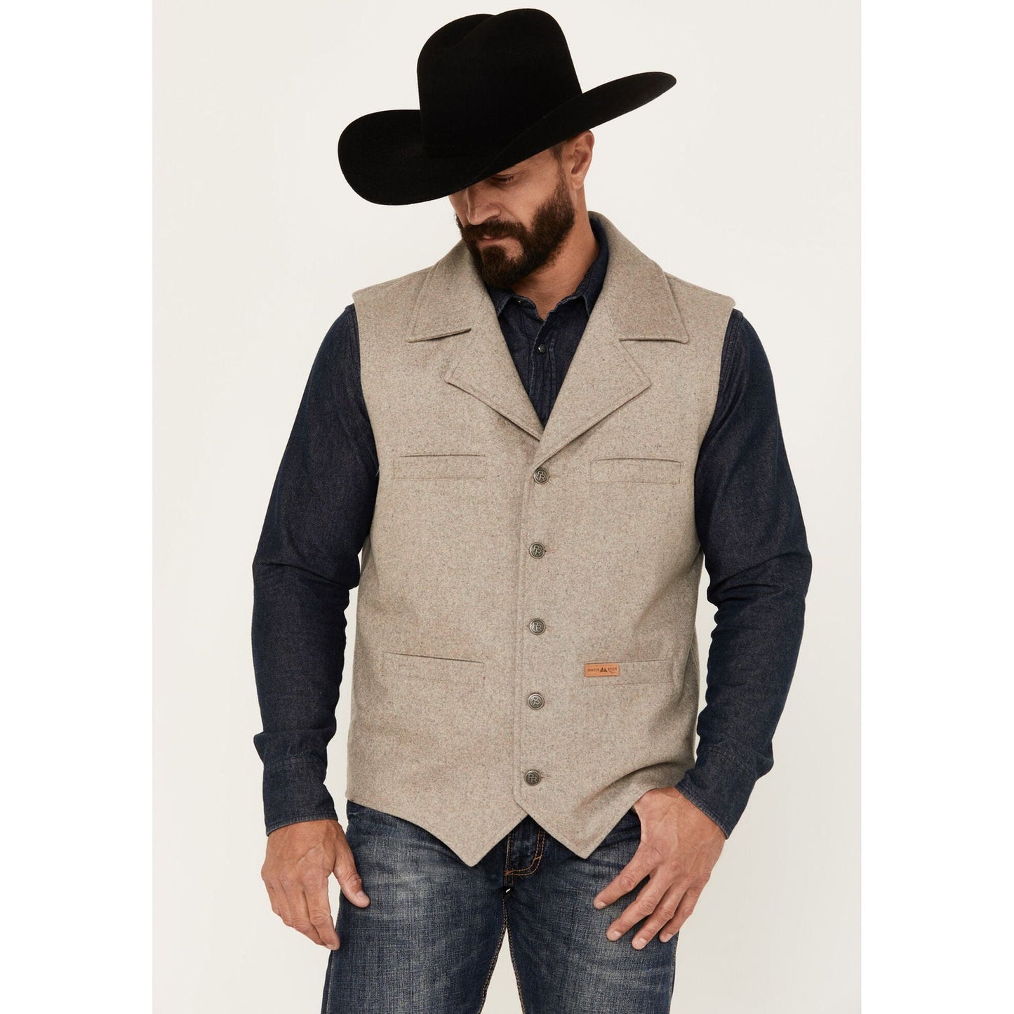 POWDER RIVER OUTFITTERS BY PANHANDLE MEN'S WOOL BUTTON-DOWN VEST 98_1176