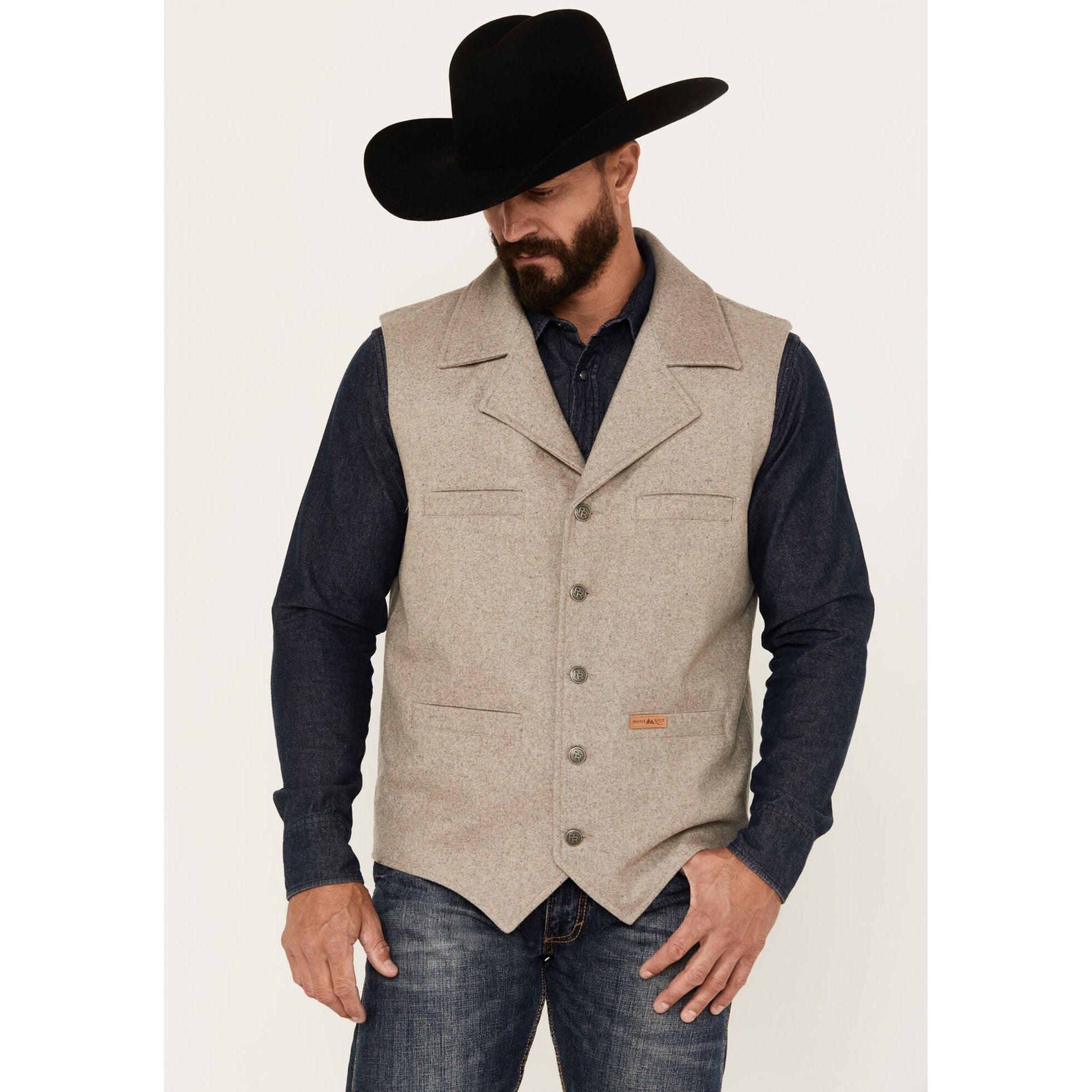 POWDER RIVER OUTFITTERS BY PANHANDLE MEN'S WOOL BUTTON-DOWN VEST 98_1176