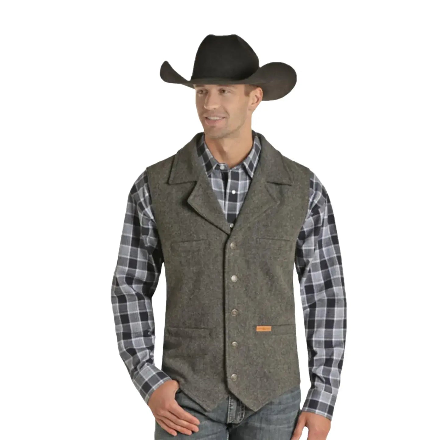 POWDER RIVER OUTFITTERS BY PANHANDLE MEN'S WOOL BUTTON-DOWN VEST 98_1176