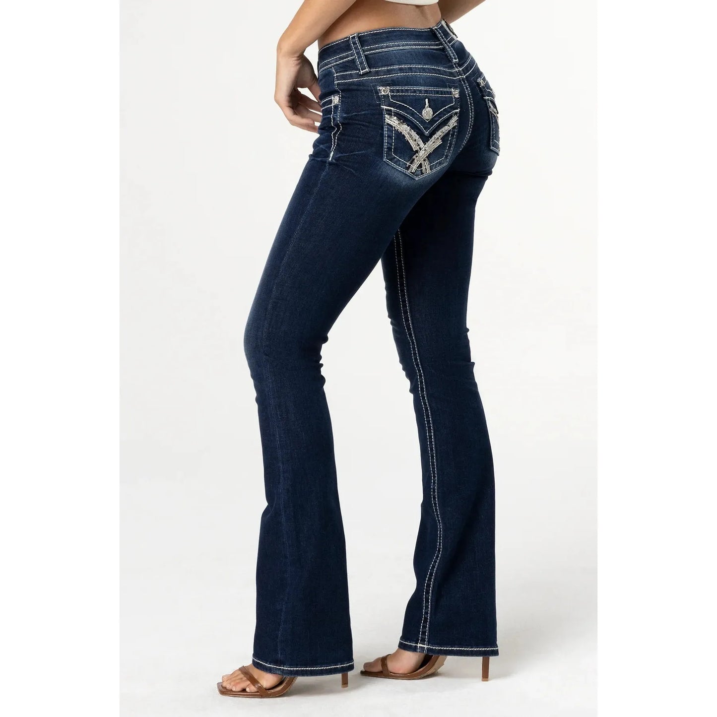 * Miss Me Ladies Jeans - Mid-Rise Bootcut, Dark Blue M3444B119L