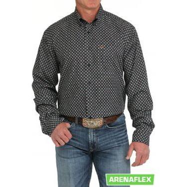Cinch Men's ArenaFlex Long Sleeve, Navy Geometric MTW1862034