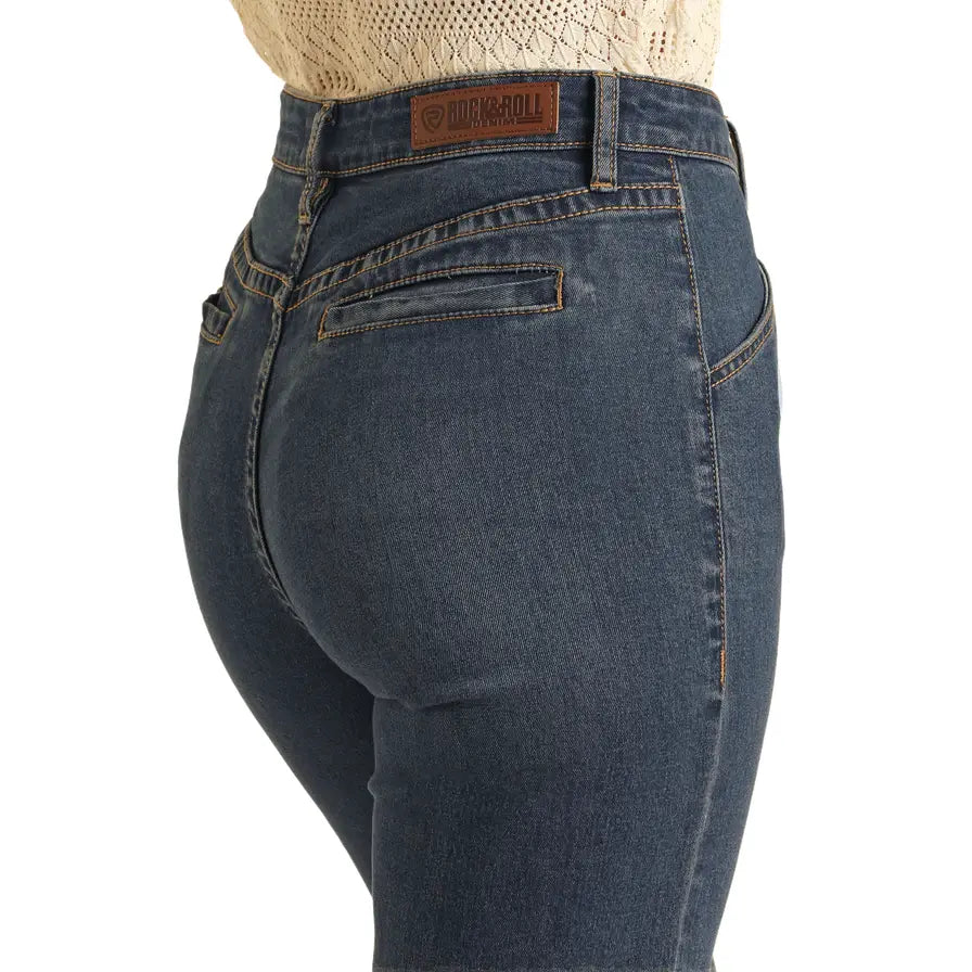 * ROCK & ROLL Ladies Trouser - HIGH RISE, Flare - Med. Wash BW6HD03996