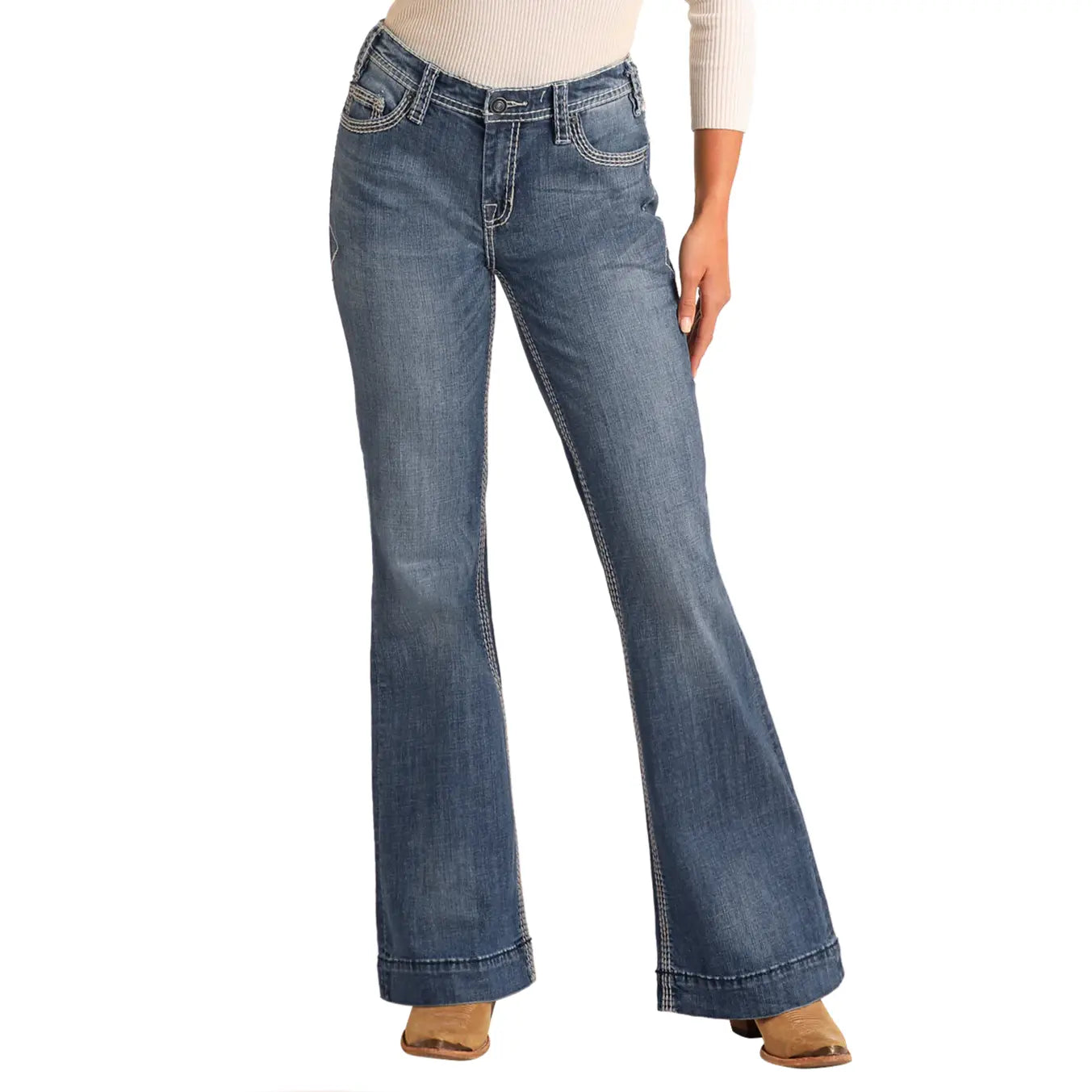 * ROCK & ROLL Ladies Jean - “Mr Trouser”, Mid Rise, Med Vintage BW5MD06398