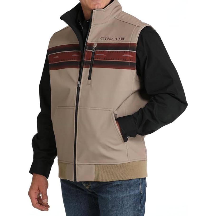 Cinch Men’s Boned Vest, Khaki MWV154004