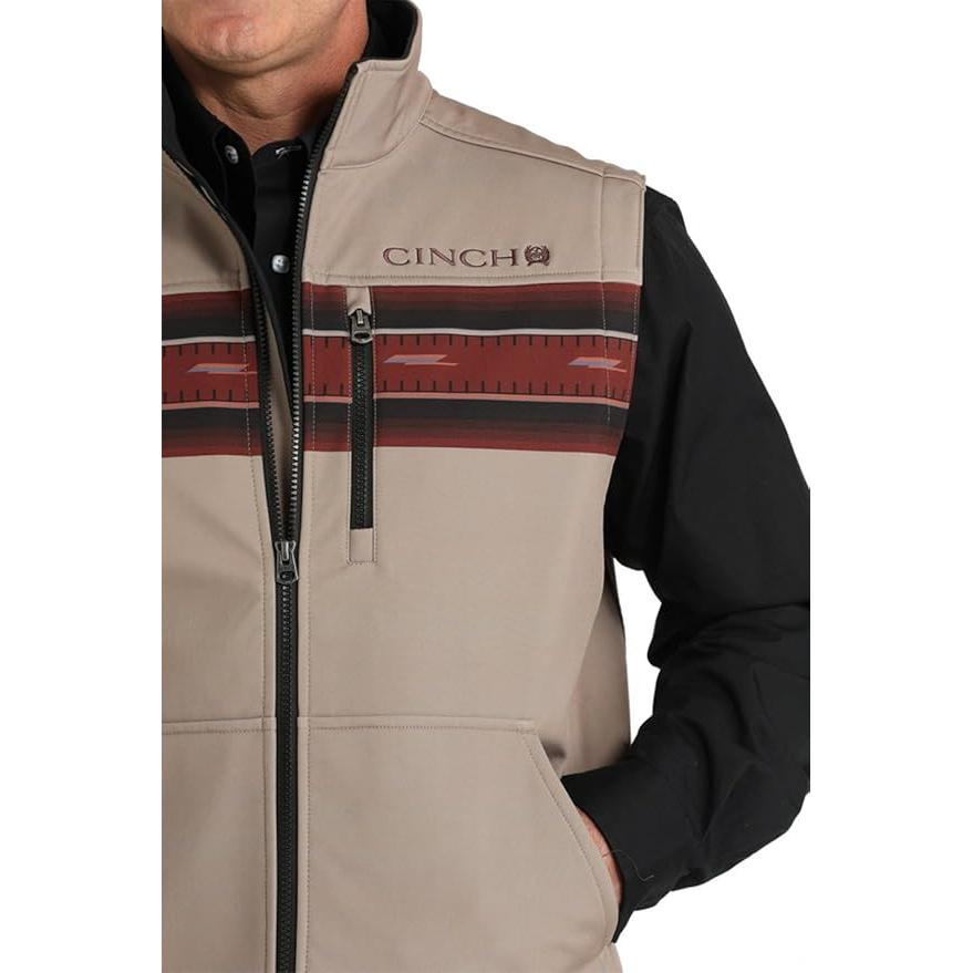 Cinch Men’s Boned Vest, Khaki MWV154004