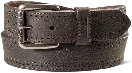 Ariat Work Men’s Leather Belt, Perferated Edge, Dark Brown A1700334
