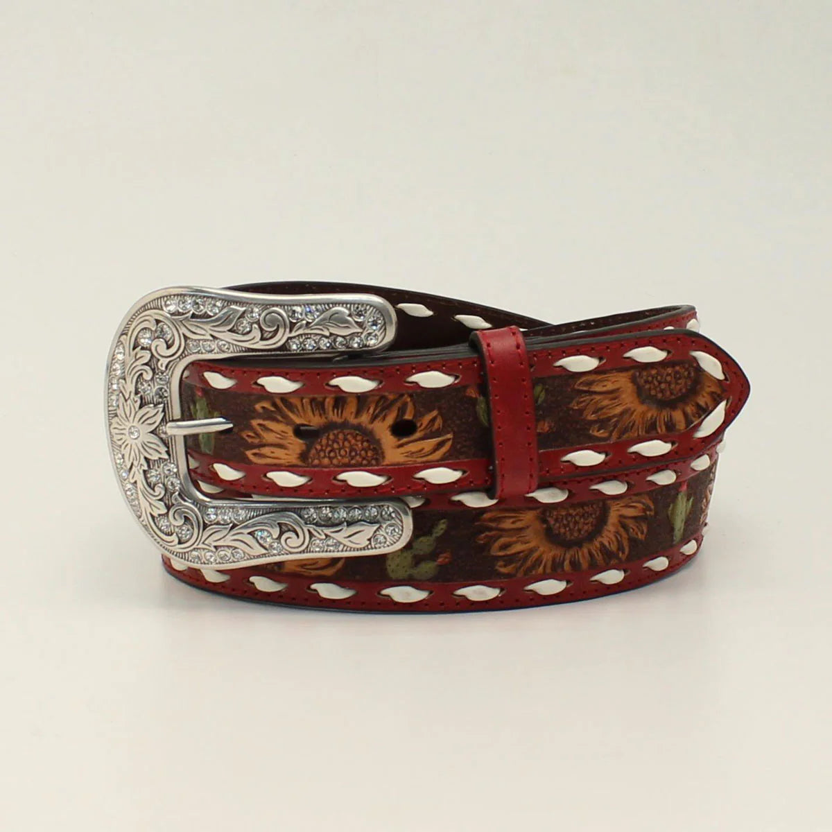 Angel Ranch - Ladies- SUNFLOWER &CACTUS TOOLED BELT, Buckstitch D140001104