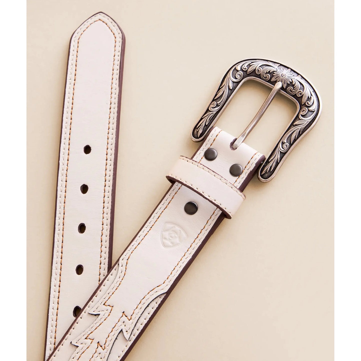 Ariat Ladies Belt, Cream Leather, Casanova, Boot-stitch A1568005