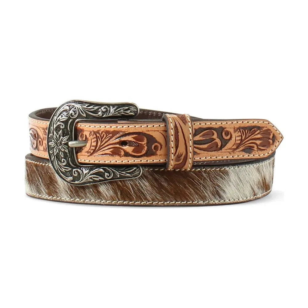 Ariat Ladies Belt -Floral Tooled Leather Ends, Calf Hide A1564002