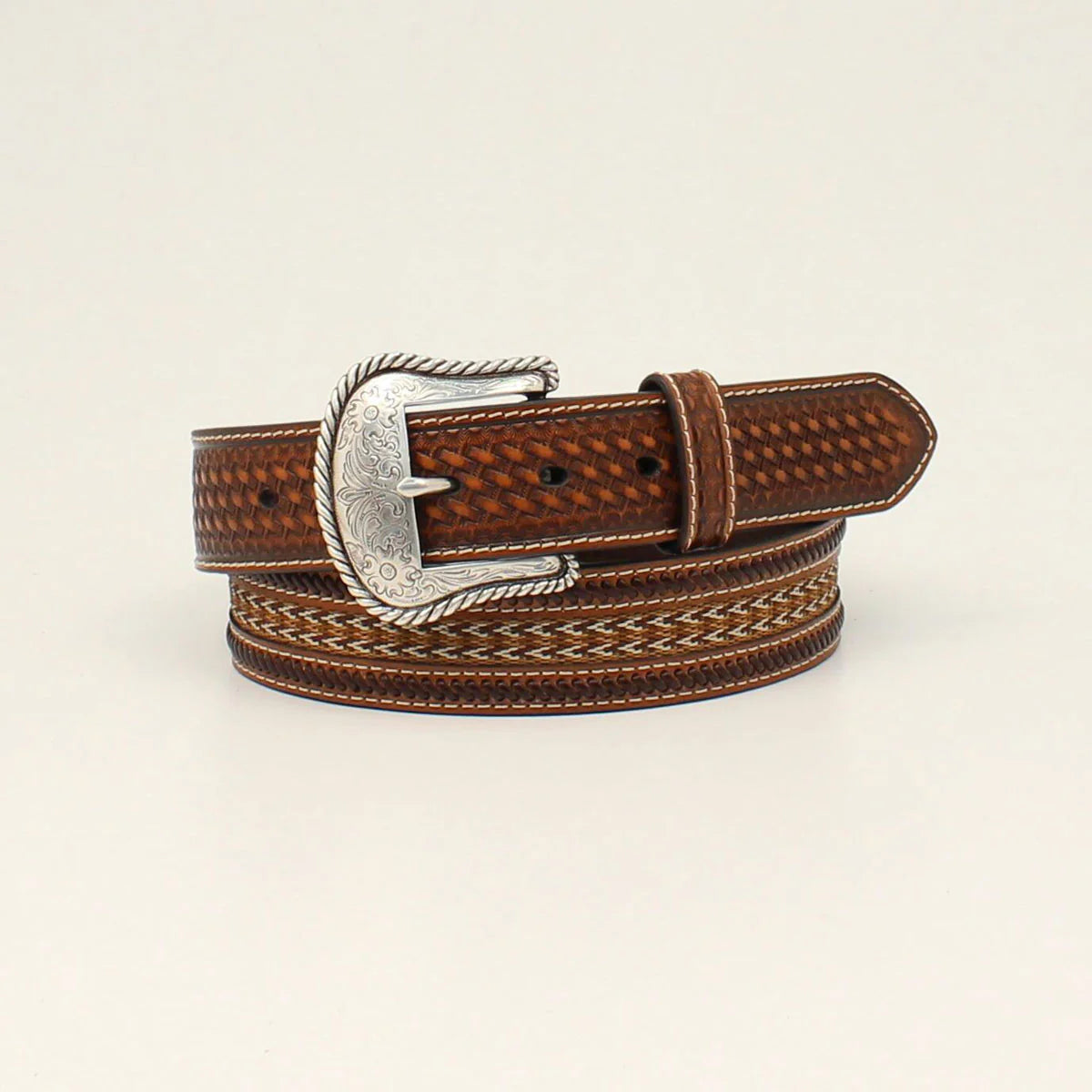 Nocona Men’s Belt - Braided Inlay, whipstitch -N210004702