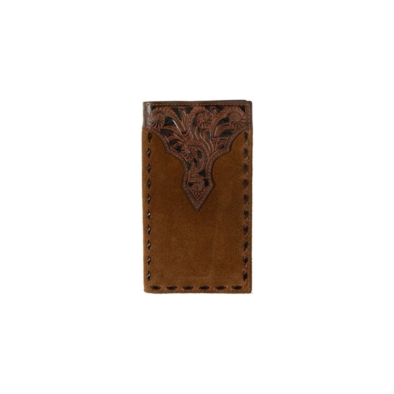 Nocona Men’s Checkbook Cover/Rodeo Wallet, Tooled Tab, Roughout N500044008