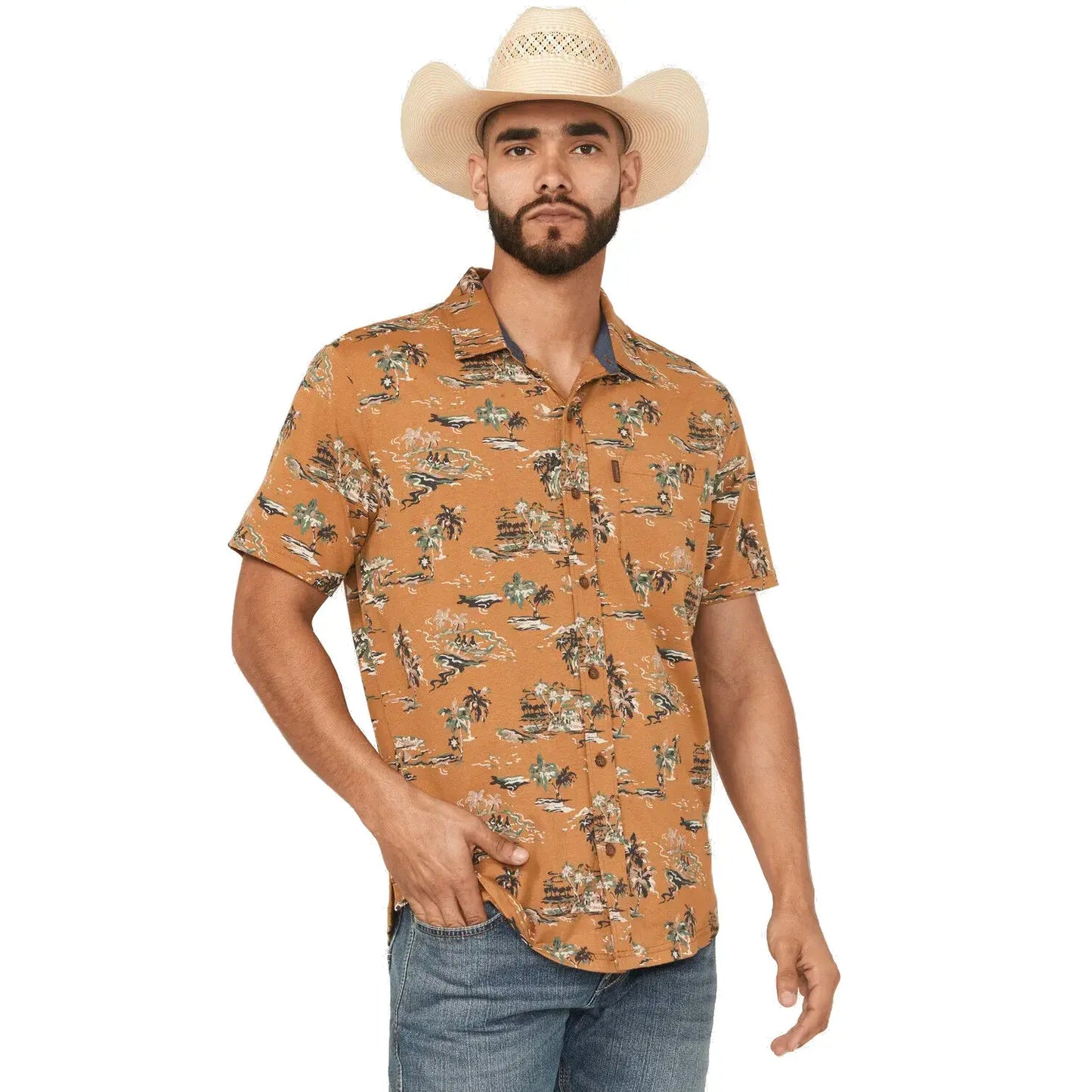 Ariat Men’s Shirt, Short Sleeve Button Down, Retro Mocha 10058839