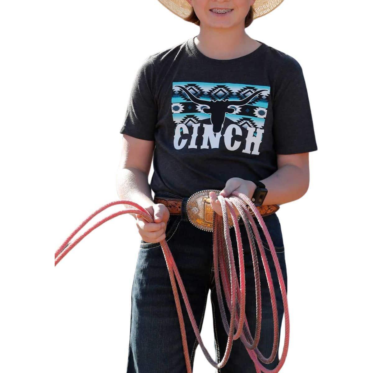 Cinch Boy's T-Shirt - Aztec Longhorn MTT7670160