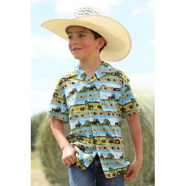 Cinch BOY'S John Deer PRINT BUTTON-DOWN WESTERN SHIRT MTW717002