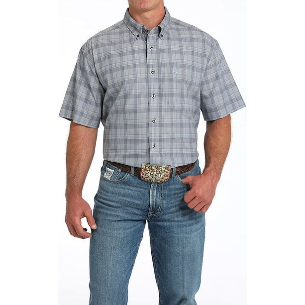 Cinch Men's ArenaFlex, Short Sleeve, Grey Plaid MTW1704153