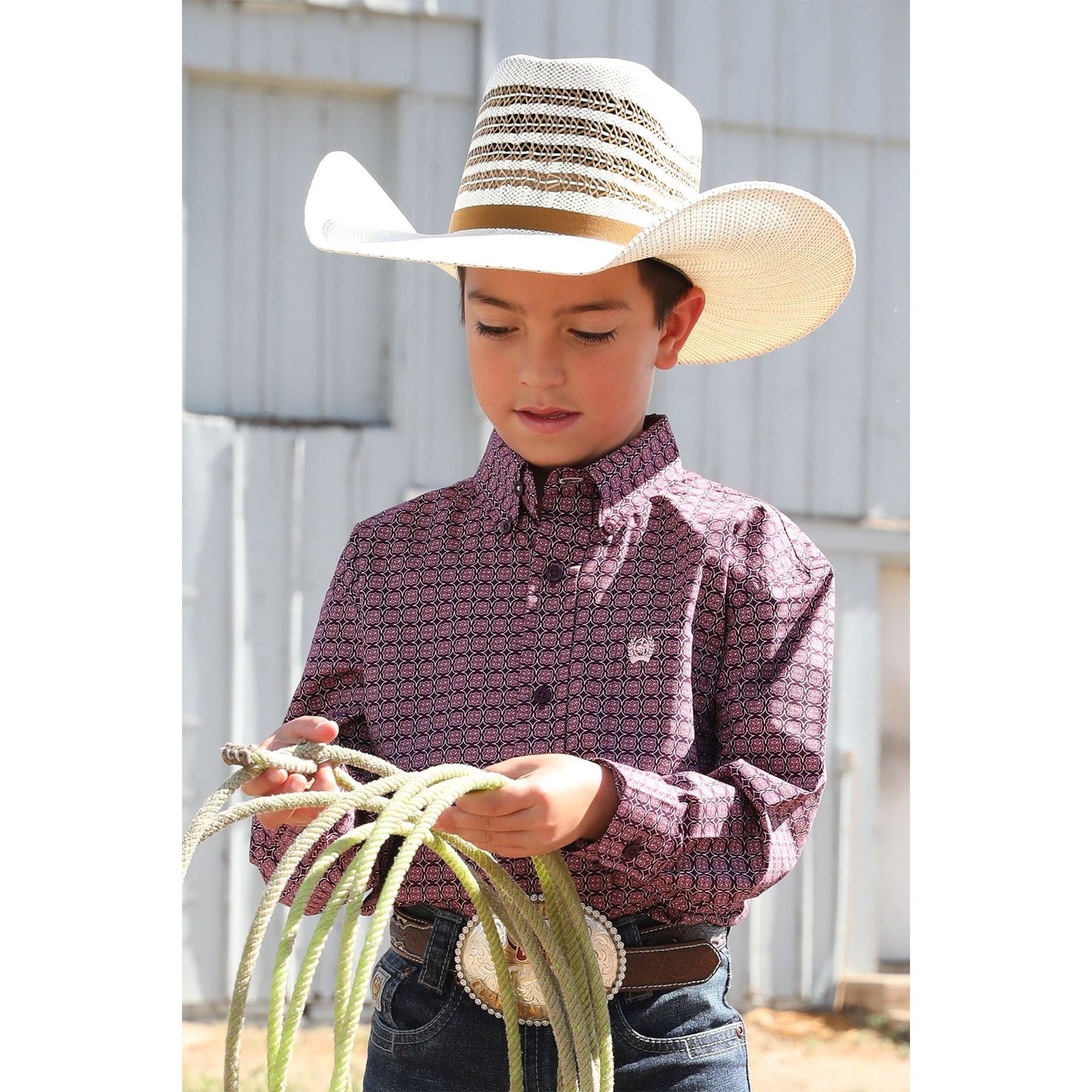 Cinch Boy’s Western Shirt, Purple, Button Down - MTW7060379