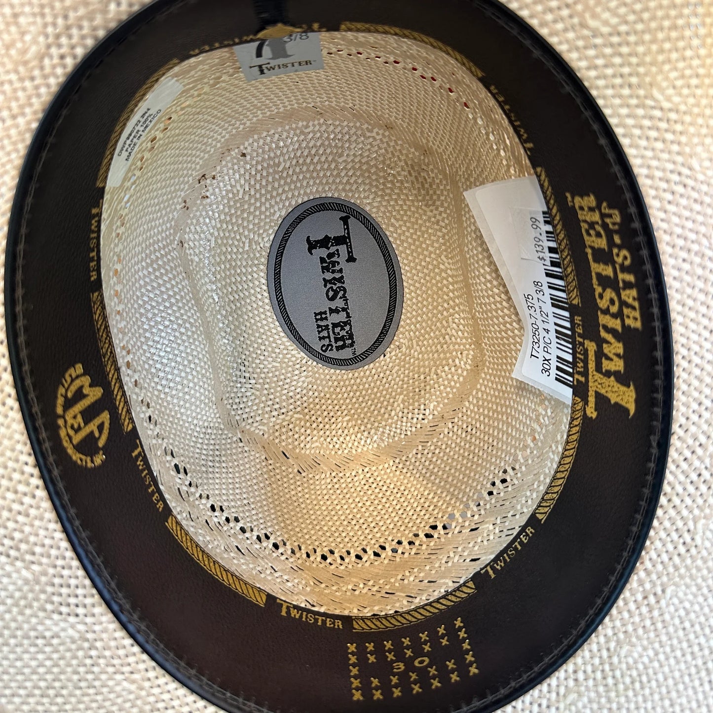 Twister Hats 20X Straw Cowboy Hat, Shantung, T73250