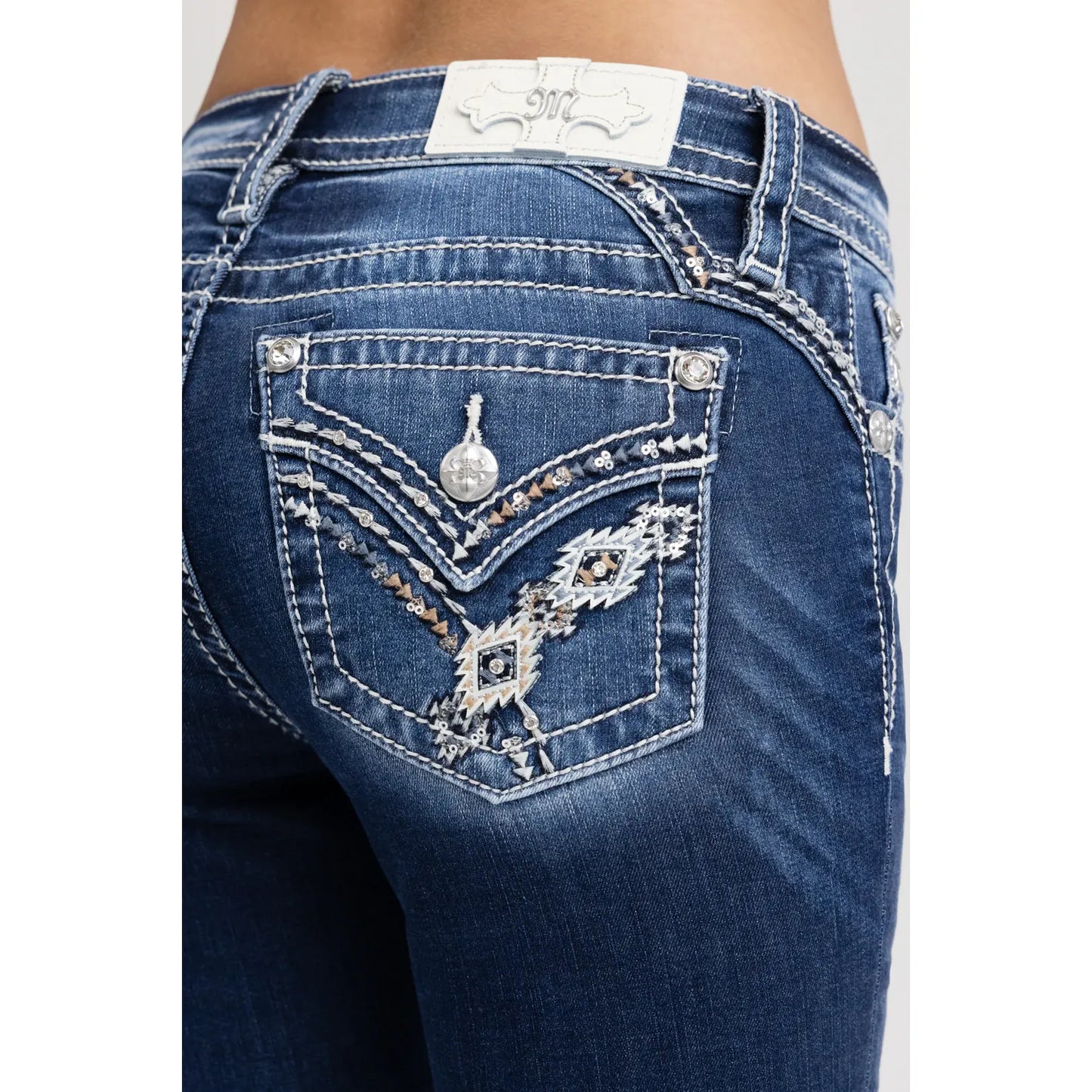 Miss Me Nyah Cross Stitched Bootcut Jeans