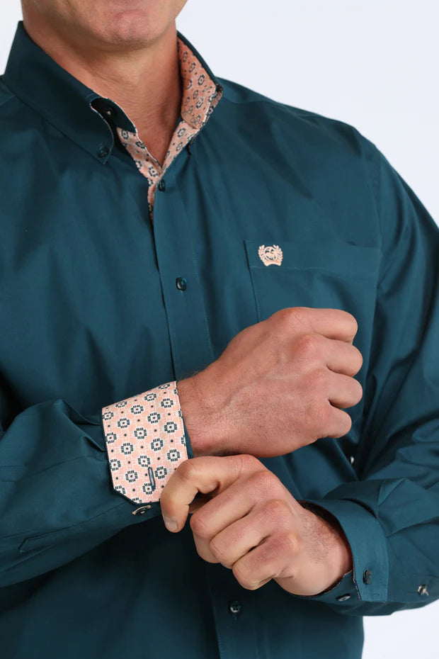 Cinch Men's Solid Teal Button Down Shirt MTW1106106