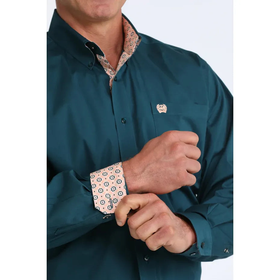 Cinch Men's Solid Teal Button Down Shirt MTW1106106