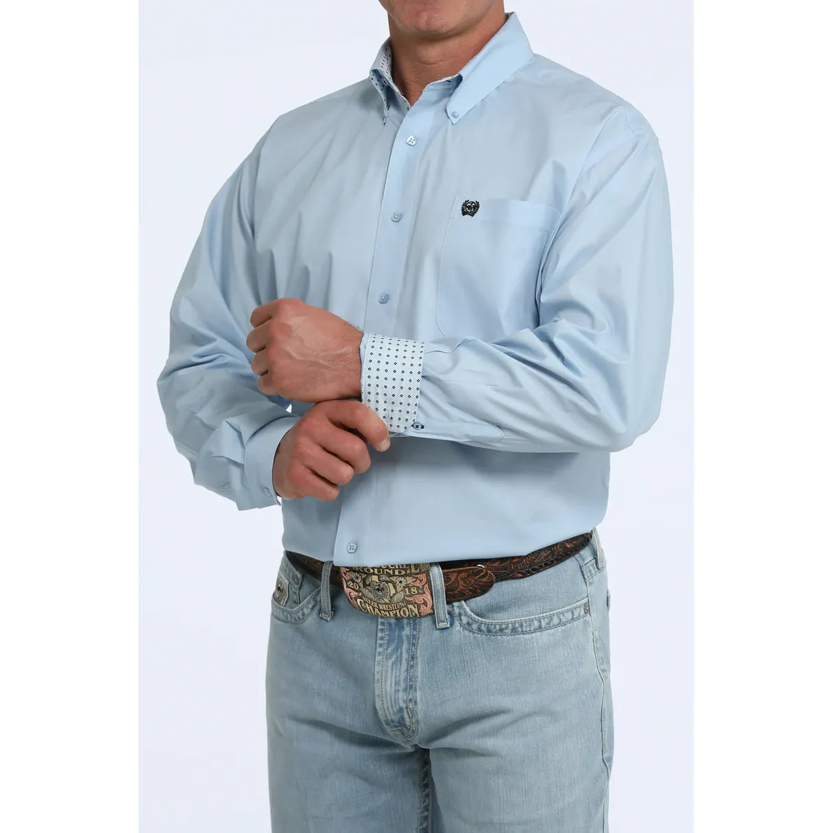 Cinch Men's Solid Light Blue Button Up Shirt MTW1106125