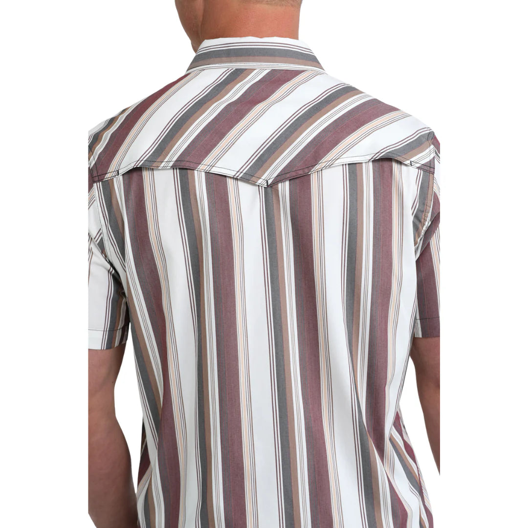Cinch Men's White Stripe Print Snap Button Shirt MTW1402015