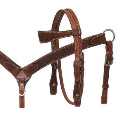 Showman Miniature Horse Floral Tooled Headstall, Breast Collar, Reins Set