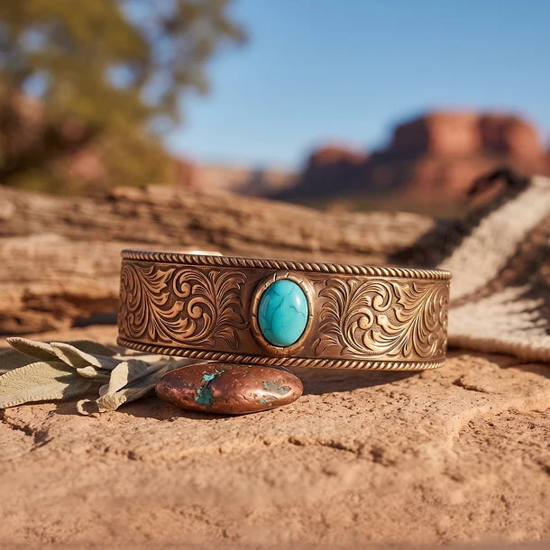 Wrangler Turquoise Engraved Cuff Bracelet WG-AC-BC-3099