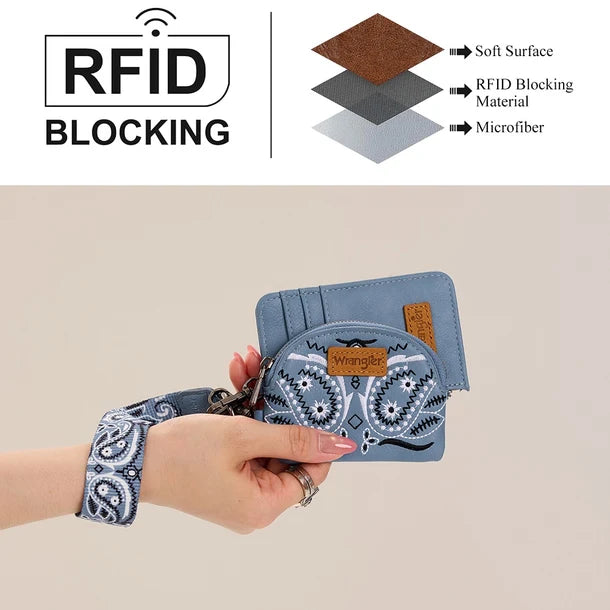 Wrangler Paisley RFID Blocking Card Coin Pouch Set WG331-W0051