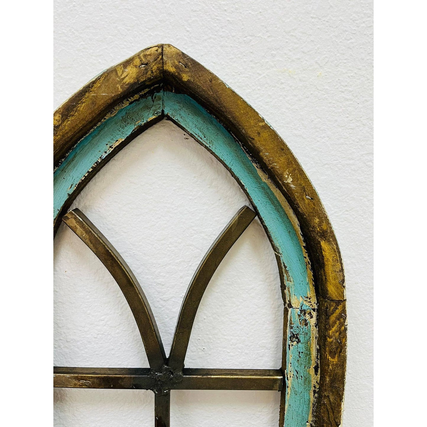 36" Cathedral Wood and Iron Arches, Turquoise - 2-7