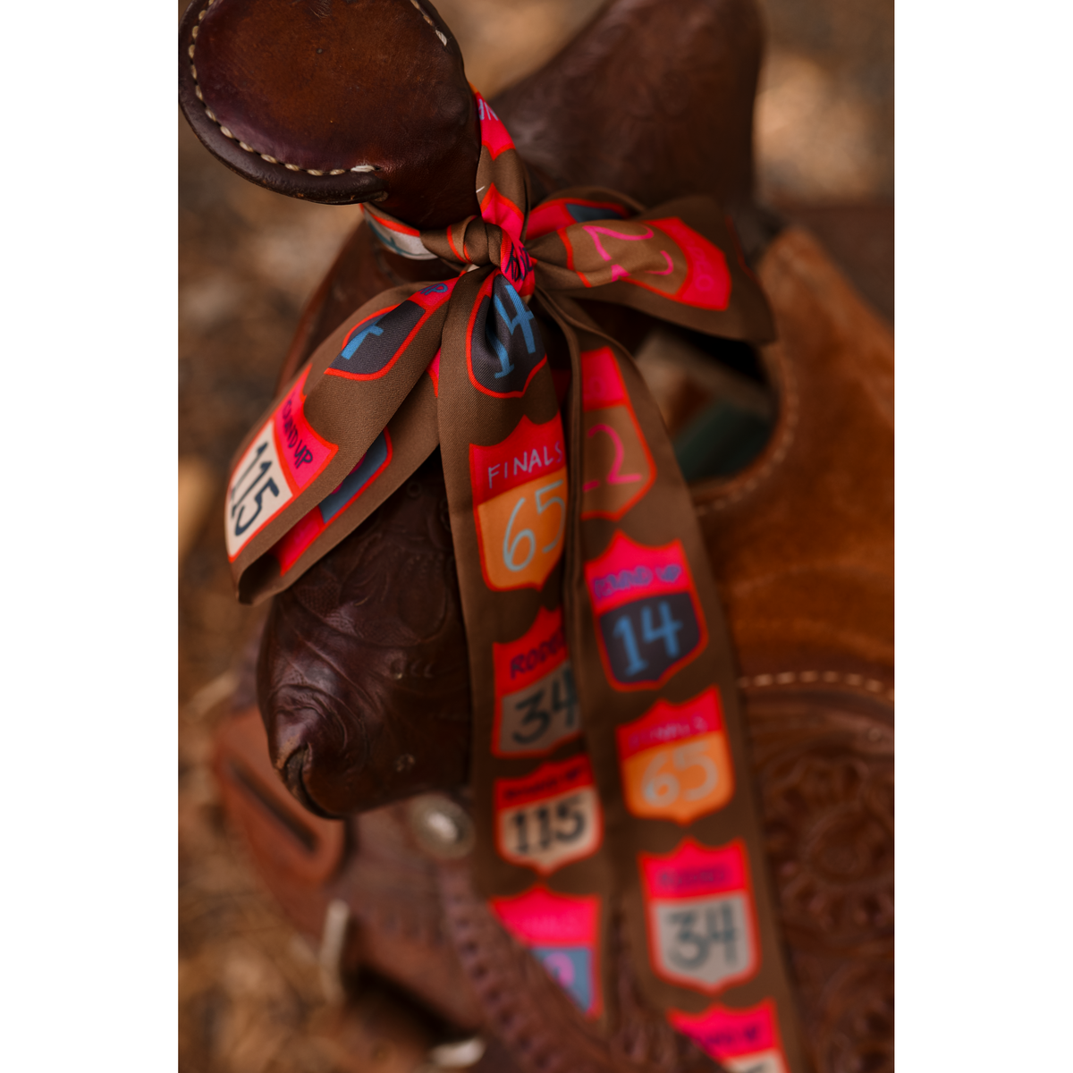 Rodeo Back Numbers Western Twilly Scarf: Cowgirl Rodeo Satin Chiffon Silk Style Scarf