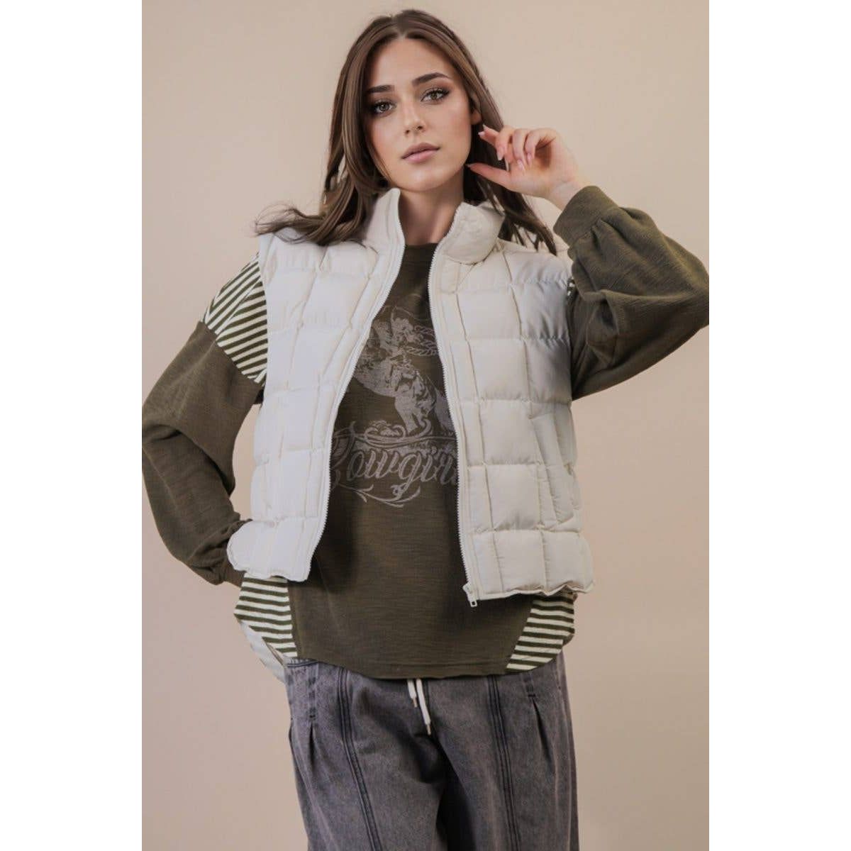 Solid Puffer Padded Warm Vest