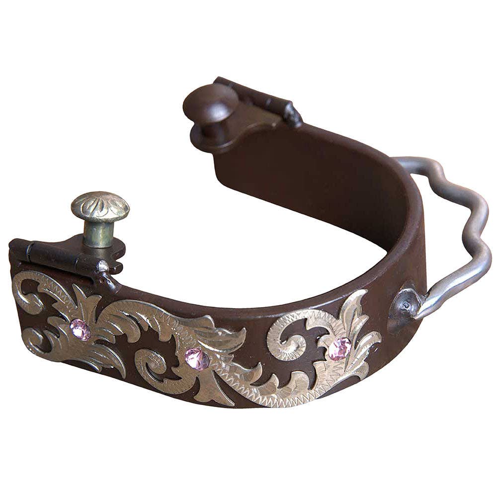 Hilason Ladies Bumper Spur - Floral w/ Pink Stone H2576551LQ