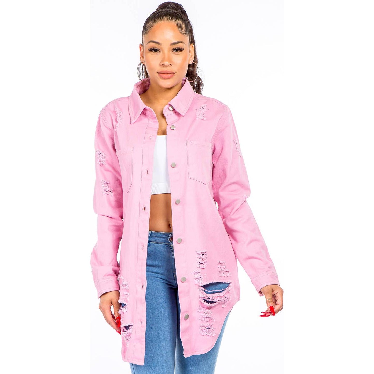 American Bazi - LONG LENGTH DENIM SHIRTS JACKET-RJK3712SI1