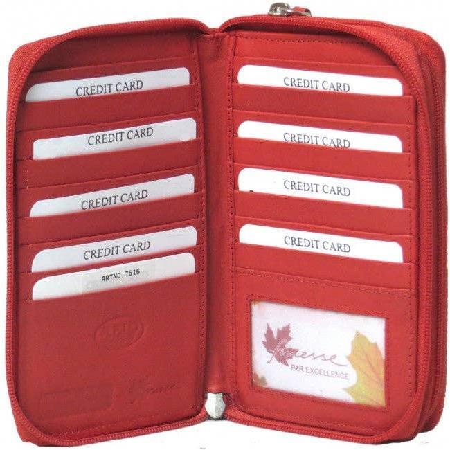IGI CANADA - Genuine Cowhide Leather Zip-Around Ladies RFID Wallet #7616R