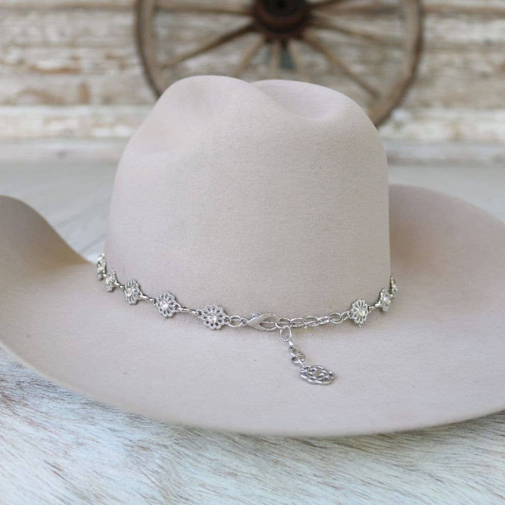 Willow Lane Hat Co. - Silver Dainty Wildflower Chain Hat Band