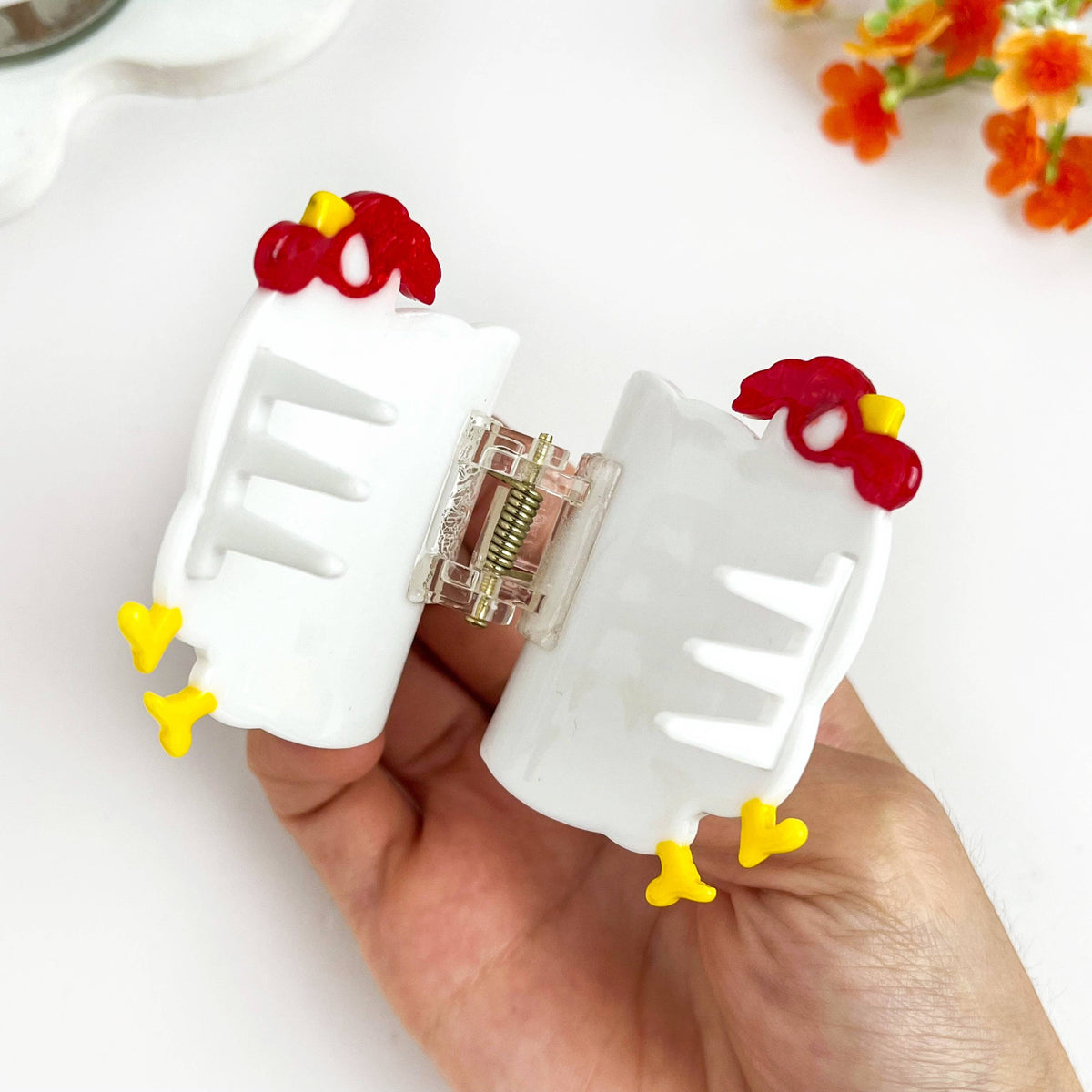 Fun Creative Easter Rooster & Hen Hair Claw Clip